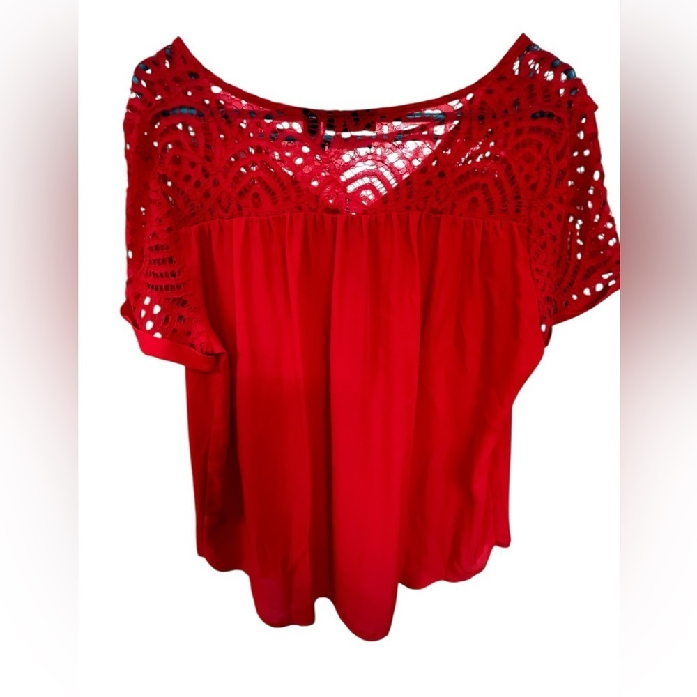 Apt. 9 Red Lace Blouse with Zipper - Picture 6 of 6